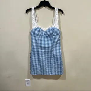 NWT ZARA COMBINATION GINGHAM DRESS size medium thumbnail 5