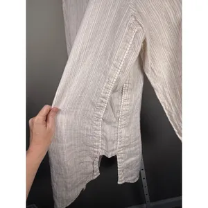 Antibes‎ Blanc Linen Blend Metallic Stripe Swim Cover Up Tunic Dress thumbnail 8