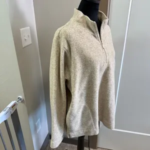 L.L. Bean Women’s‎ Sherpa Oat Brown Cream 1/4 Zip Pullover Sweatshirt Neutral XL thumbnail 3