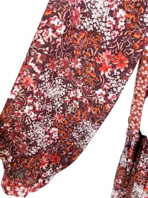 Anthropologie Maeve Esther Tiered Boho Tunic Mini Dress Red Floral Size S thumbnail 8