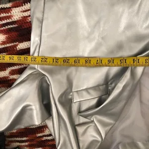 Vigoss Silver metallic faux leather blazer Suit Sleek Jacket Coat Long Sleeve Single One Button-XL #festival #office siren #preppy #avant-garde #corporate Measurement in pics thumbnail 4