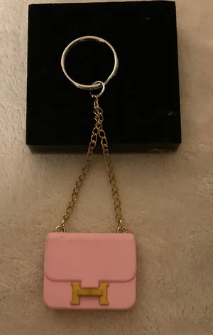 Pink Mini Purse Keychain with Gold H Accent thumbnail 1