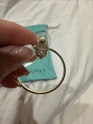 Kendra Scott “Mayra Open Frame” Gold Hoop Earrings with White Drusy Studs thumbnail 5