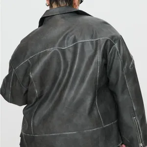 NWT! Princess Polly Curve Magnets Faux Leather Jacket Washed Charcoal Size US 14 thumbnail 9