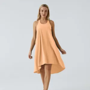 Halara Breezeful Backless Racerback High Low Flowy Midi Dress in Peach Sz Medium thumbnail 3