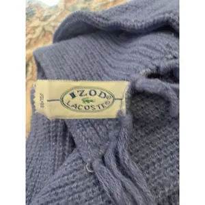 Vintage IZOD Lacoste Knit Scarf Hat Combo 100% Orlon Blue 80s Made USA thumbnail 5