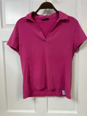 Tommy Hilfiger Fuchsia Short-Sleeve V-Neck Polo Tee thumbnail 2