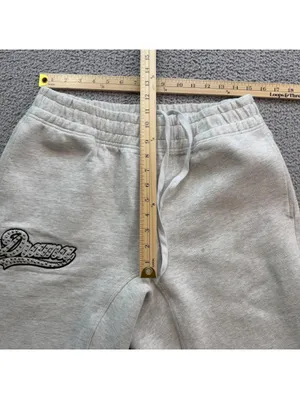 Drama Studded Logo Wide Leg Sweatpants Oatmeal Gray Size Large Oversized Baggy thumbnail 3