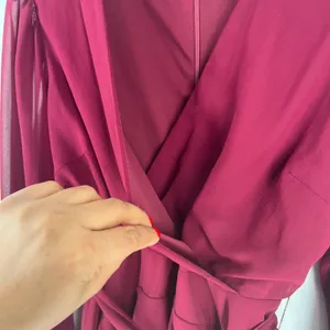 Altar'd State Mini Dress Womens M Red Tie Waist Balloon Sleeve Ruffle Wrap Front thumbnail 6
