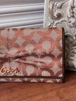 Coach Signature Jacquard Ruched Long Wallet, Glitter Monogram Print, Y2K thumbnail 3