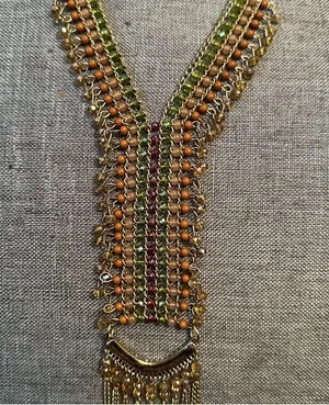 Gold tone faceted bead Y drop tassel necklace thumbnail 3