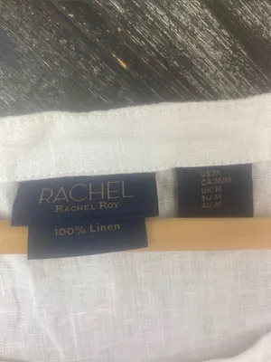 Rachel Roy 100% Linen White Sleeveless Blouse Top M thumbnail 4