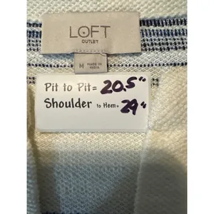 Loft Outlet Womens Blue White Striped Split V-Neck Sleeveless Sweater Top Size M thumbnail 3