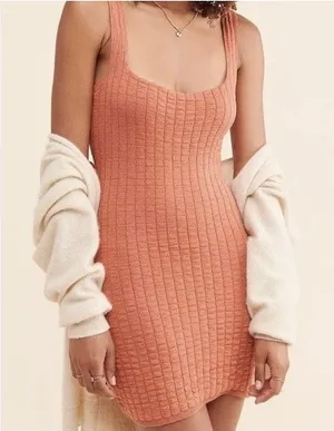Free People FP Beach Short & Sweet Mini Dress Knit Sz S Sleeveless Reversible Rust thumbnail 1