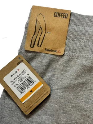Reebok Light Gray Joggers with Black Logo Side Sz M thumbnail 7