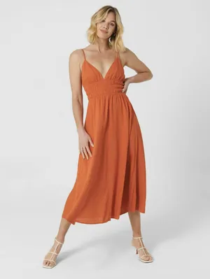 MVN The Label Orange Feast of Fire Linen Blend Sleeveless Maxi Dress - Size - 4 thumbnail 2