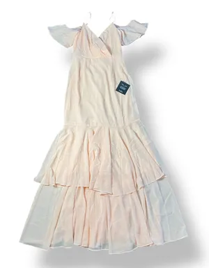 Lulus NWT Brilliant Perfection Blush Pink Cold-Shoulder Tiered Maxi Dress Size S thumbnail 1