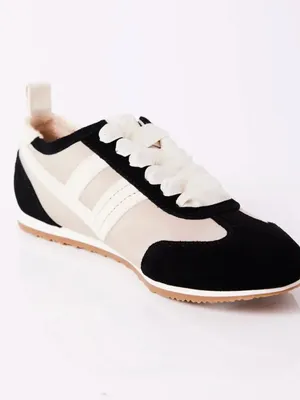 FREE PEOPLE NIB NWT Aces Tennis Shoes / Black + Oyster Combo thumbnail 2