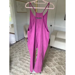 Hot Romper Magenta Jumpsuit Summer Pockets Yoga Lounge Clean Girl Quiet Luxury M thumbnail 3