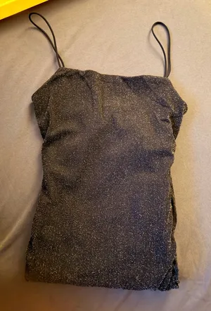 Black Glitter Windsor Dress open back thumbnail 1