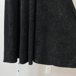Free People Large Black Mini Dress Lace Back Floral‎ Textured Fit and Flare Boho thumbnail 3