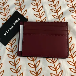 Michael Kors NWT Cooper Slim Wallet Dark Cherry with Silver Logo MSRP $88 thumbnail 2