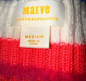 Anthropologie Maeve Neon Fuzzy Striped Top M thumbnail 4