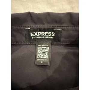 Express Long Sleeve Poplin Boyfriend Portofino Shirt Black Women's Size Medium thumbnail 7