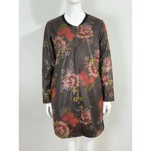 TOV Los Angeles Faux Leather Floral Snap Front Coat Dress Jacket Duster 38 NWT thumbnail 2