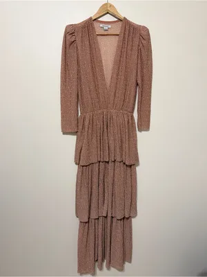 SABINA MUSAYEV Carry Tiered Polka Dot Maxi Dress Size Small Neutral Mauve thumbnail 2