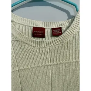 ARROW MEN'S Cream PULLOVER SWEATER 100% Cotton‎ Grandpa Core Cottage Size L thumbnail 2