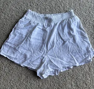 Aerie Linen Blend White Elastic Waist Lightweight Shorts- NWT thumbnail 1