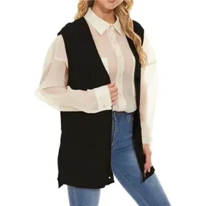 ✨Hyipels Women's Sweater Vest Sleeveless Black Sz Large Cardigan✨ thumbnail 3