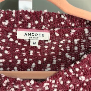 Andree by‎ Unit Bobble Speckled Sweater Size M Maroon White Oversized Cozy Knit thumbnail 6