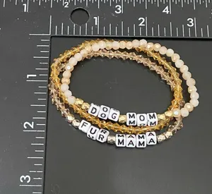 Handmade Dog Mom Fur Mama Beaded Stretchy Bracelet One Size thumbnail 4