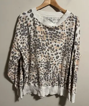 Aerie Oversized Summer Fleece Sweatshirt Leopard- Size Large thumbnail 1