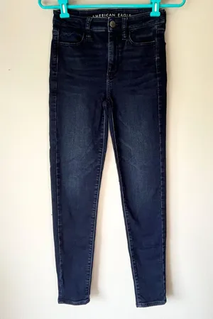 American Eagle Dark Wash Indigo Super High Rise Jegging Super Stretch Size 2 Reg thumbnail 13