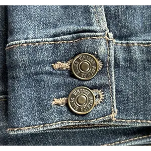 Vintage America Blues Denim Jacket Women's Size M Classic Blue Faux Side Pockets thumbnail 8