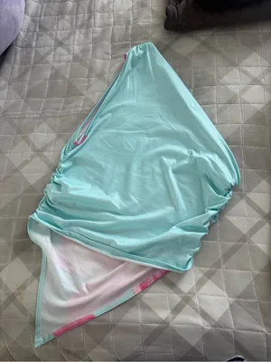 SHEIN Aqua One-Shoulder Tank with Pink Floral Print thumbnail 2