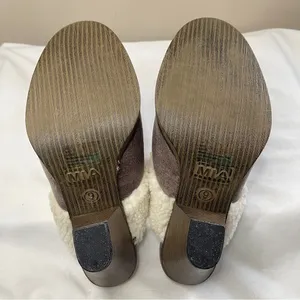 MIA Mitzy Sherpa-Lined Block Heel Mules in Gray/Taupe,‎ Size 9M thumbnail 7