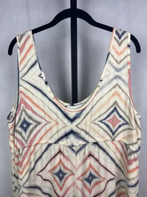 Old Navy Maternity Maxi Dress Women L Cream Geometric Empire Waist Stretch Boho thumbnail 4