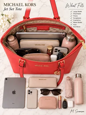 Michael Kors Jet Set Large Saffiano Leather Tote Coral thumbnail 6