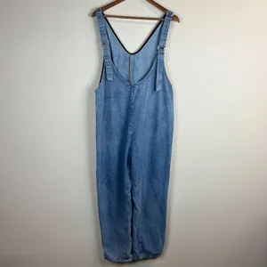 Denim Jean Baggy Overall Jumpsuit Womens Small Blue Sleeveless Adjustable Straps thumbnail 6
