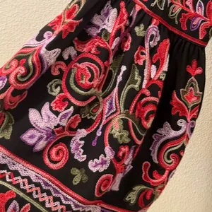 Oso Boho Folk Core Embroidered Bell Sleeve Black Shift Dress M thumbnail 5