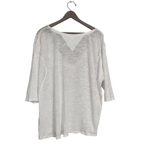 Free People We The Free White Linen‎ Blend V-Neck 3/4 Sleeve Top Large thumbnail 4