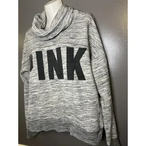PINK Victoria's Secret Sweatshirt Womens Medium Gray Cowl Neck Logo Pullover thumbnail 4