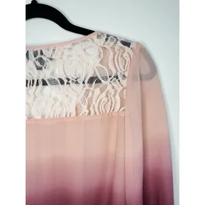 By & By Sheer Ombre Blouse M Pink Burgundy‎ Lace Back Whimsigoth Fairy Pixie NWT thumbnail 7