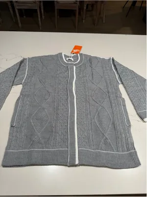 NEW Cable Knit Oversized Cardigan Button Up Striped Sweater S thumbnail 4