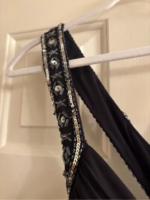 Adrianna Papell Black Maxi Gown with Silver Beading thumbnail 4