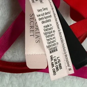 Victoria's Secret‎ Very Sexy Low Cut Demi Bra Red Pink Heart Strappy Satin Large thumbnail 7